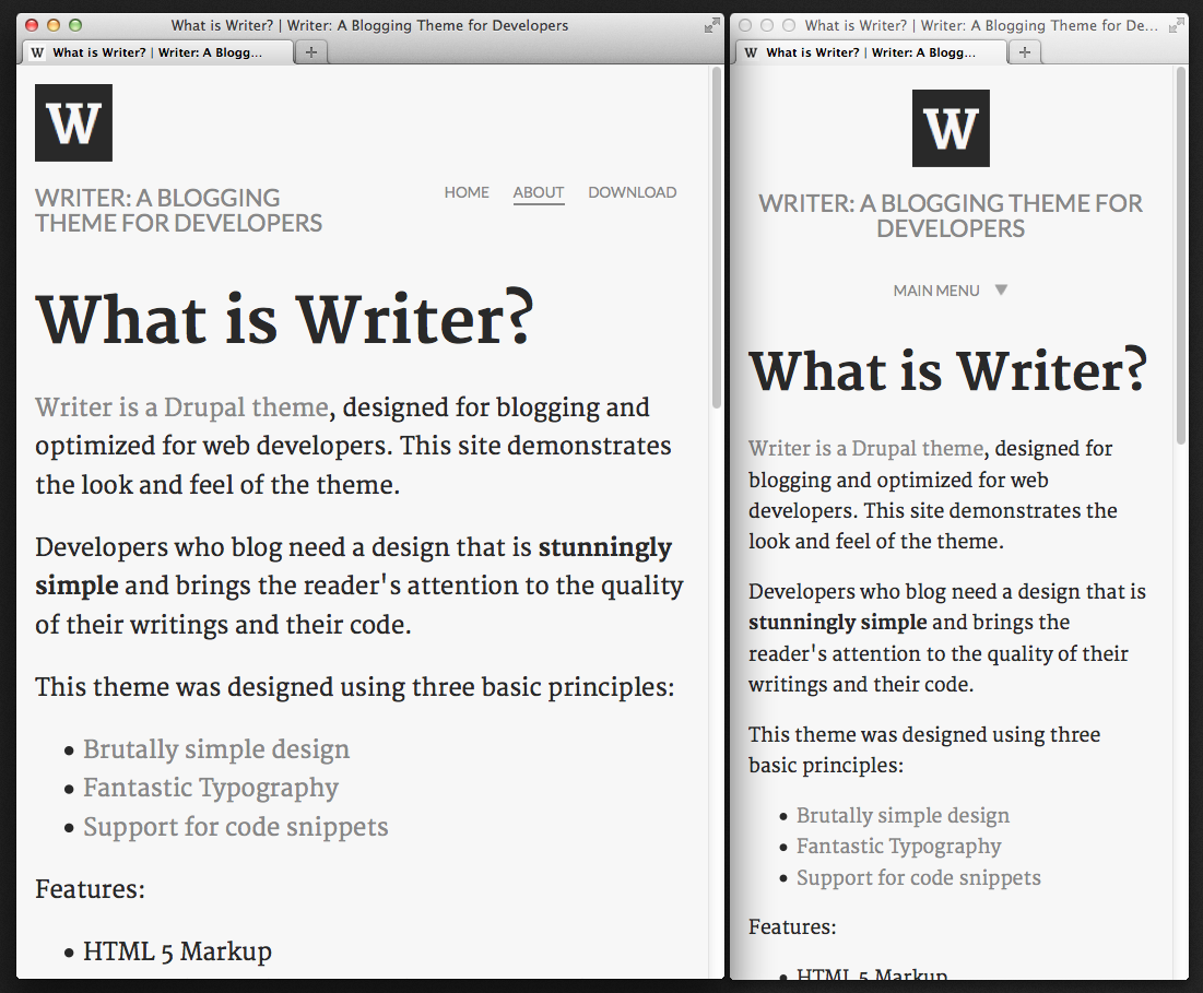 Writer: A Drupal Blogging Theme for Developers