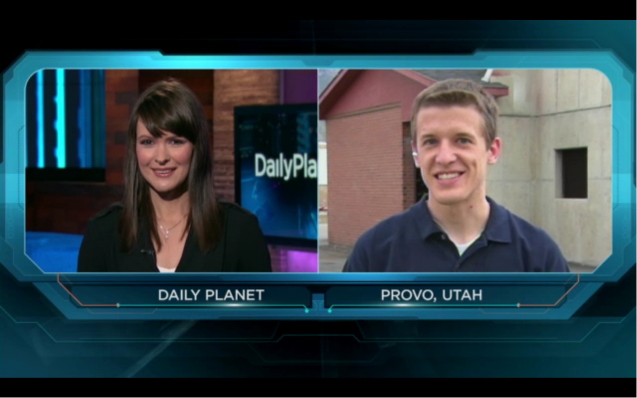 Freeze frame of me being interviewed on the DailyPlanet show