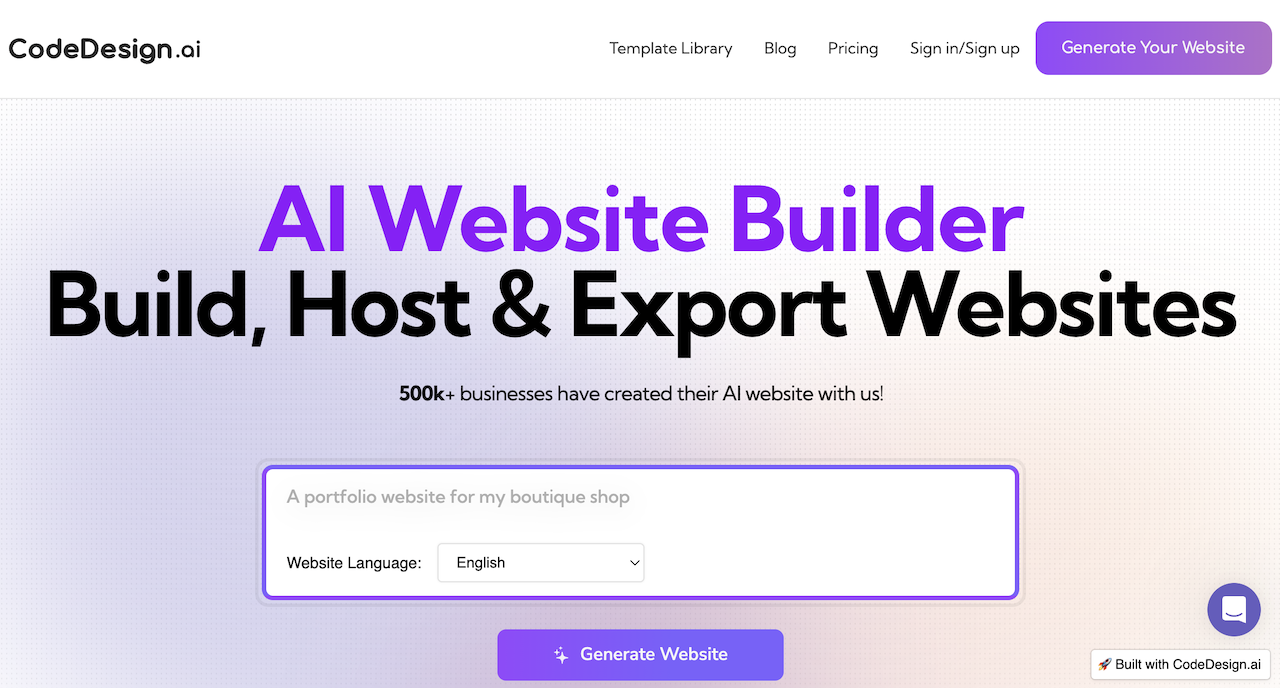 the codedesign ai website builder