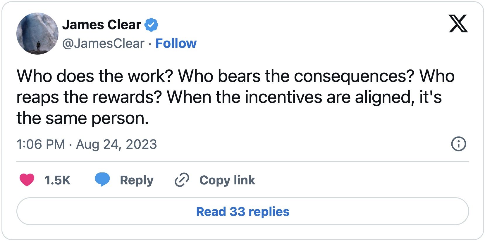 Who does the work? Who bears the consequences? Who reaps the rewards? When the incentives are aligned, it's the same person.