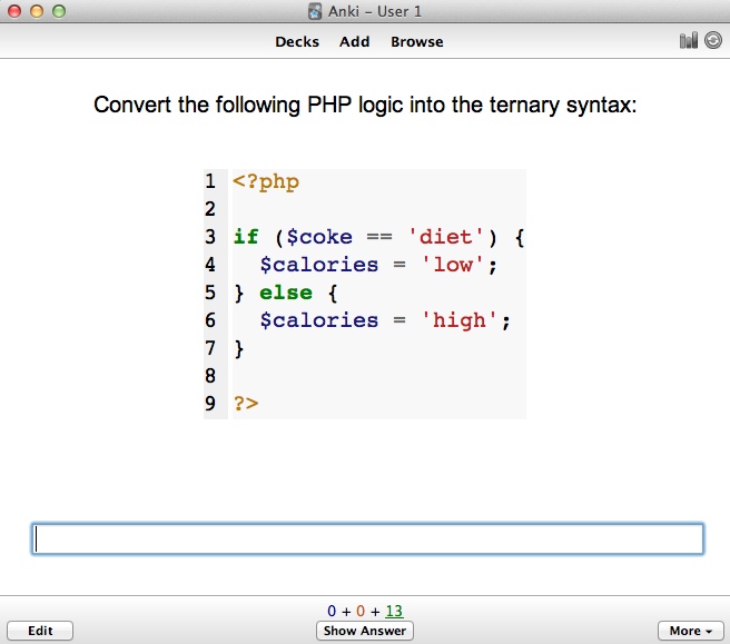 Convert the following PHP logic into the ternary syntax: