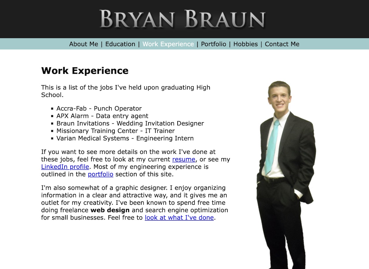 Screenshot of bryanbraun.com, version 1