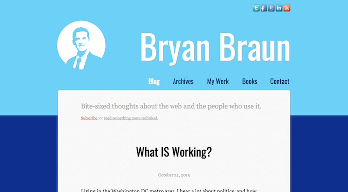 Screenshot of bryanbraun.com, version 3