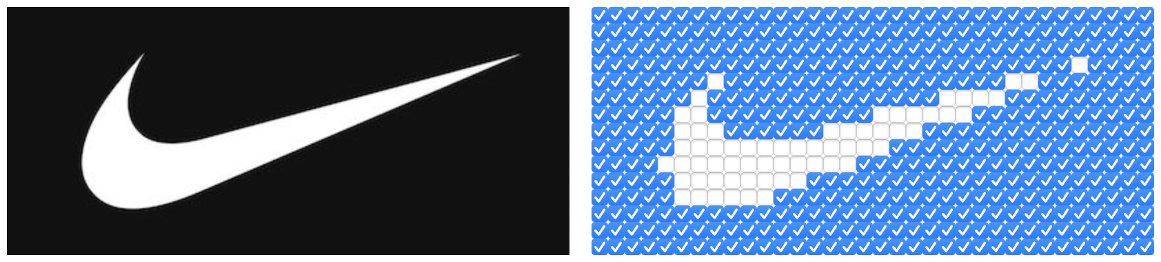 The Nike logo displayed side-by-side with an html checkbox version