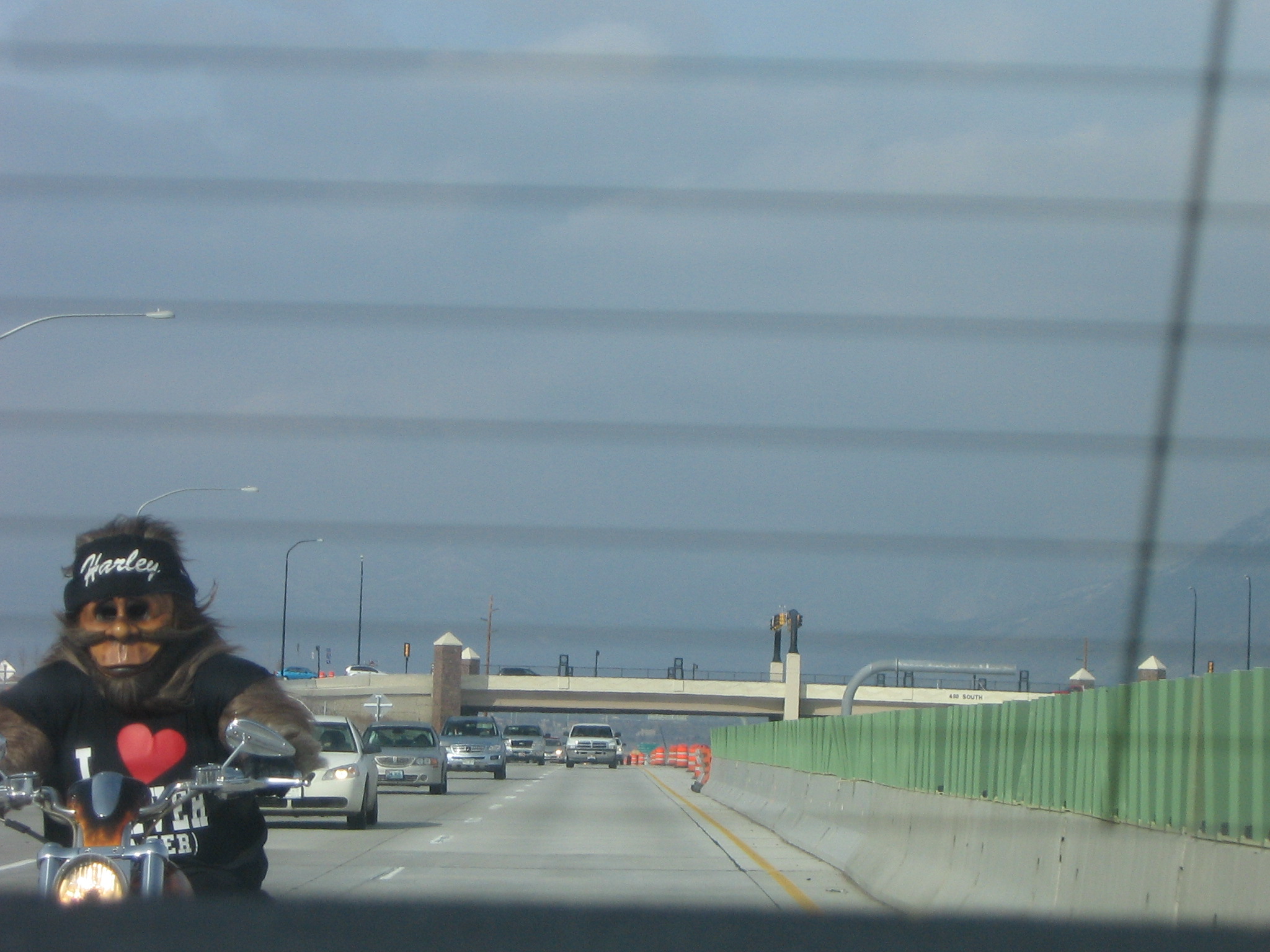 Another angle of chewbacca riding a motorcycle.