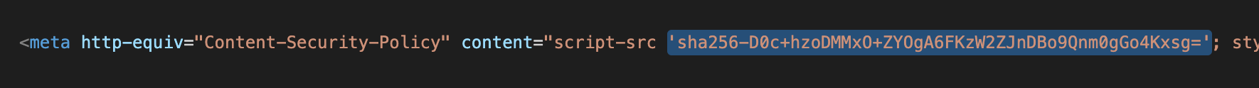 Hash text added to a Content Security Policy meta tag