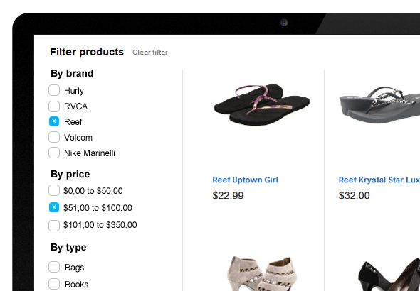 Filtered results for shoes.