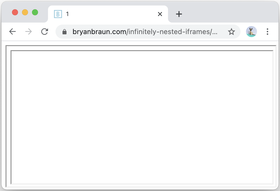 A blank webpage with a single nested iFrame.