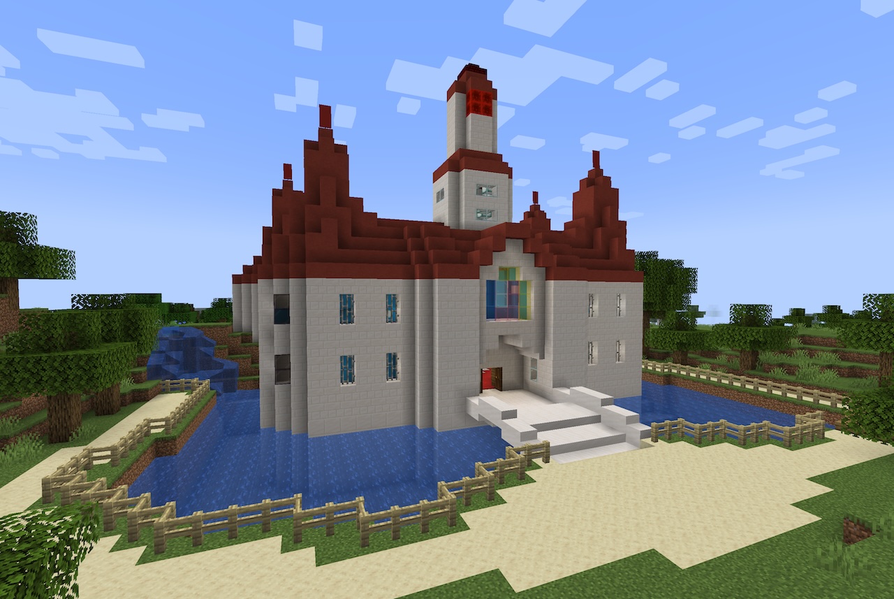 Peach's Castle from Mario 64, built in Minecraft