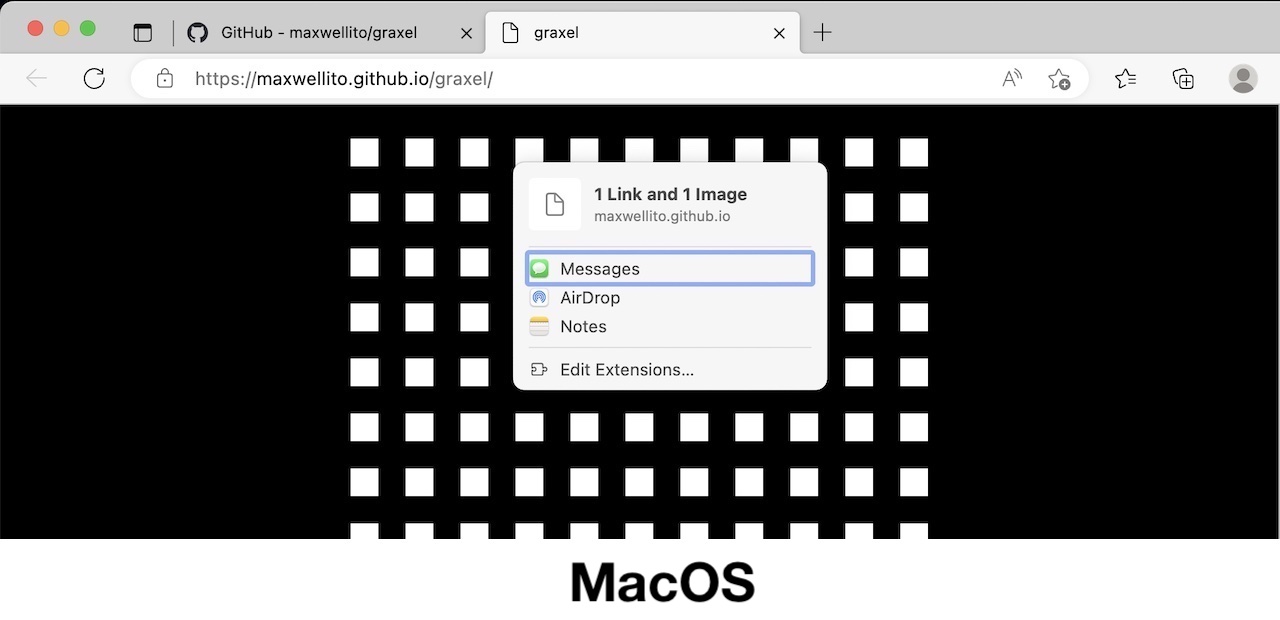 The Web Share dialog, as shown on MacOS