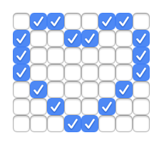 a grid of checkboxes displaying the shape of a heart