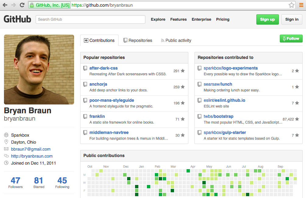 Github profile screenshot