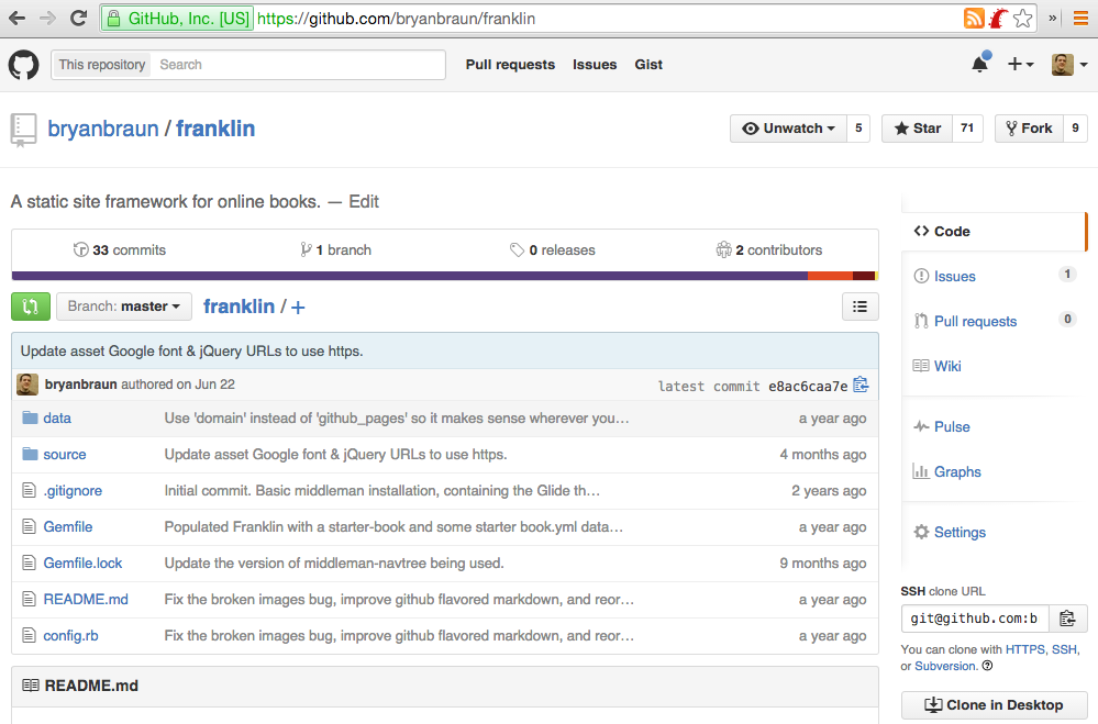 Github project page screenshot